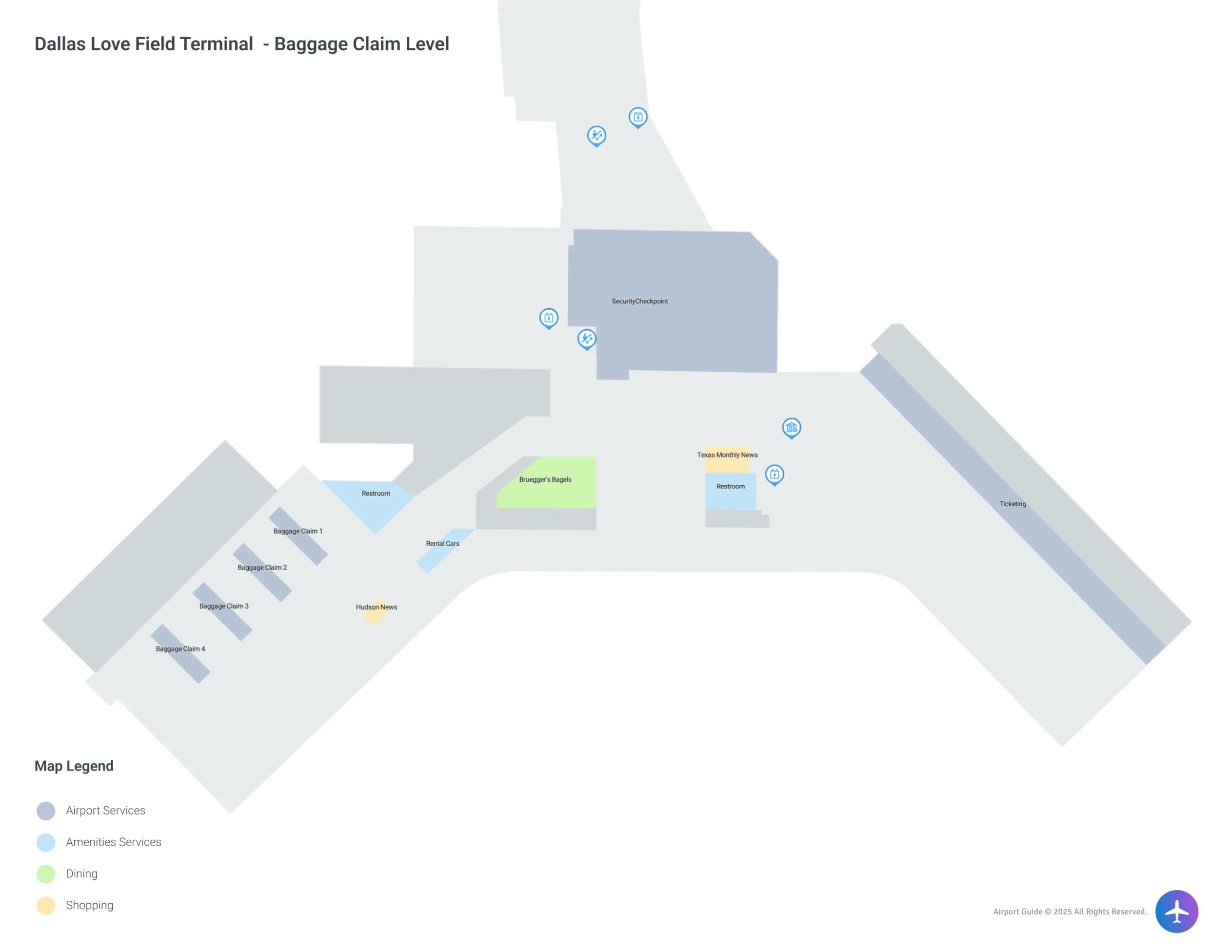 DAL Terminal / Baggage Claim Level Map