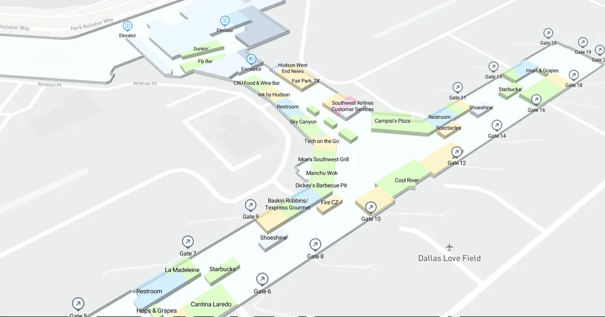 Dallas Love Field Terminal Map