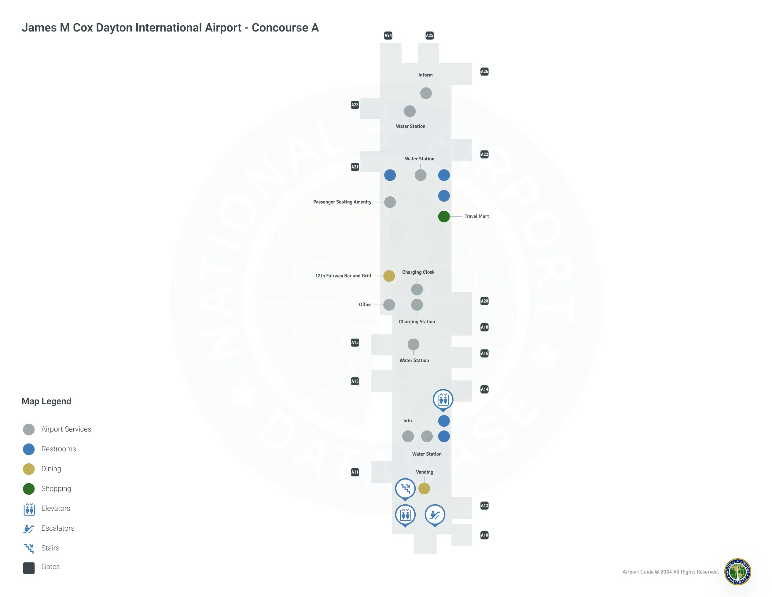 Dayton Airport DAY | Concourse A/Level 1 Map