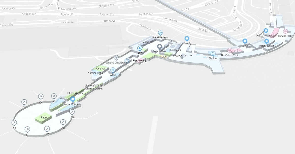 DCA Terminal 1 Level 2 Interactive map