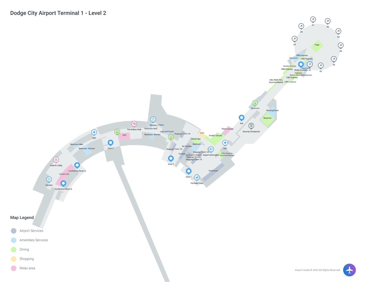 DCA Terminal 1 Level 2 map