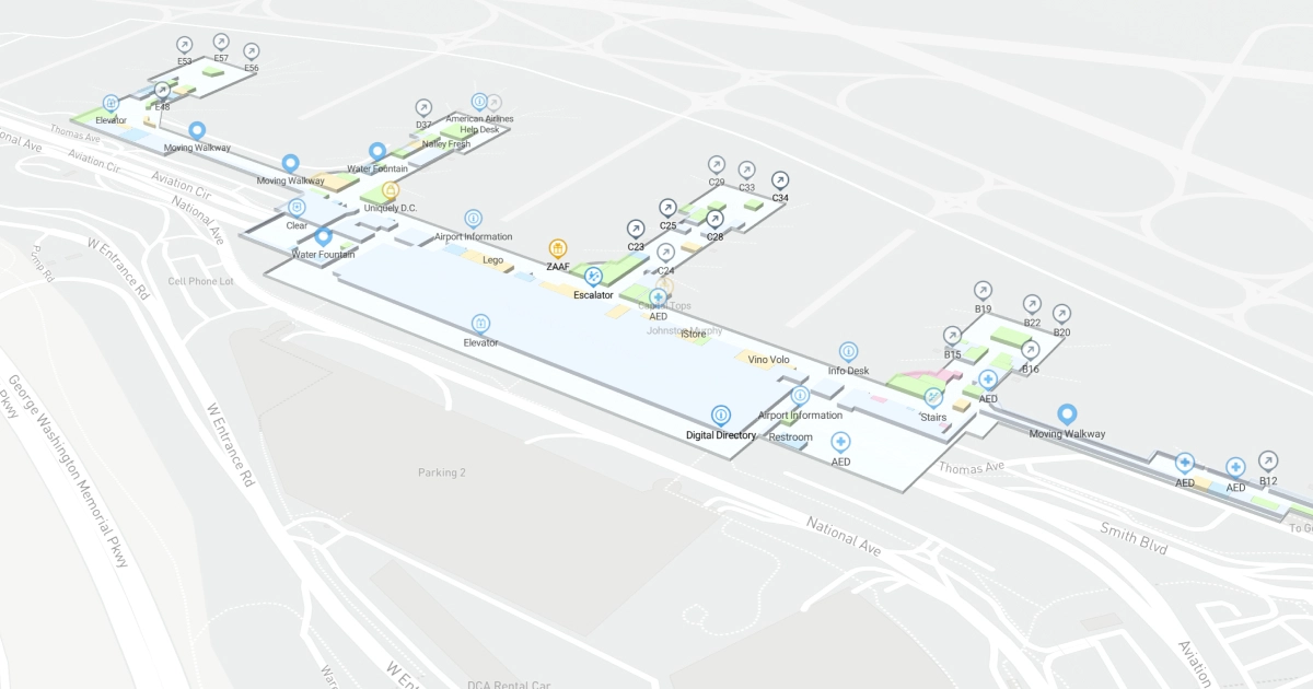 Ronald Reagan Washington National Airport Terminal 2 Interactive Map