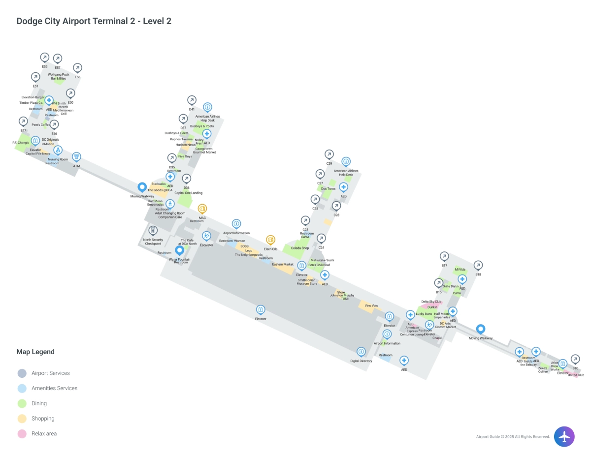 DCA Terminal 2 Level 2 map