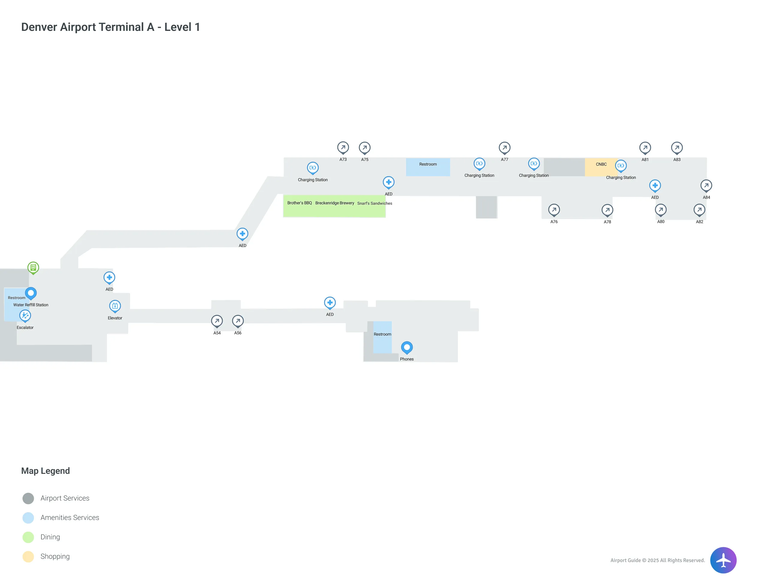 Denver Airport DEN | Terminal A/Level 1 Map