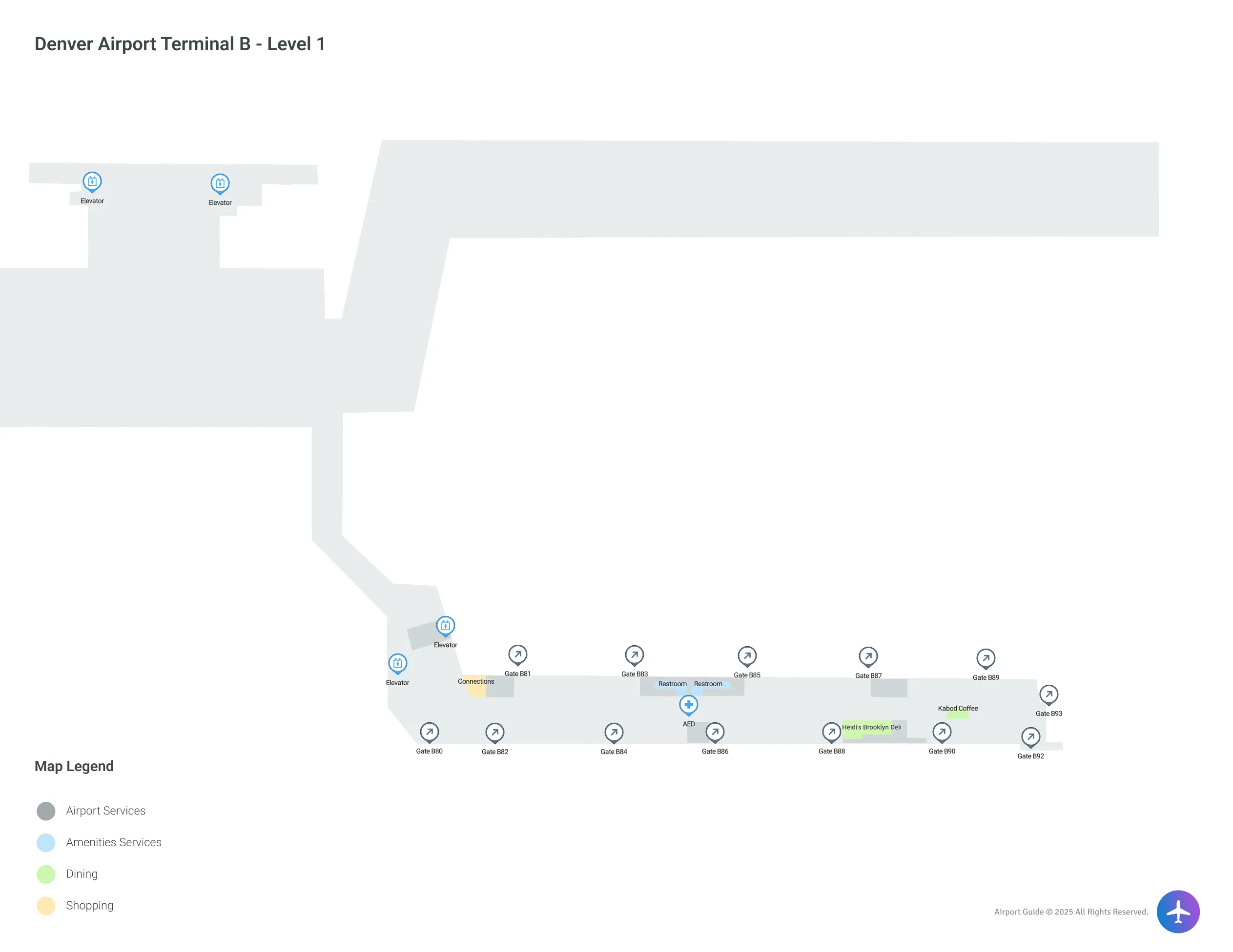 Denver Airport DEN | Terminal B/Level 1 Map