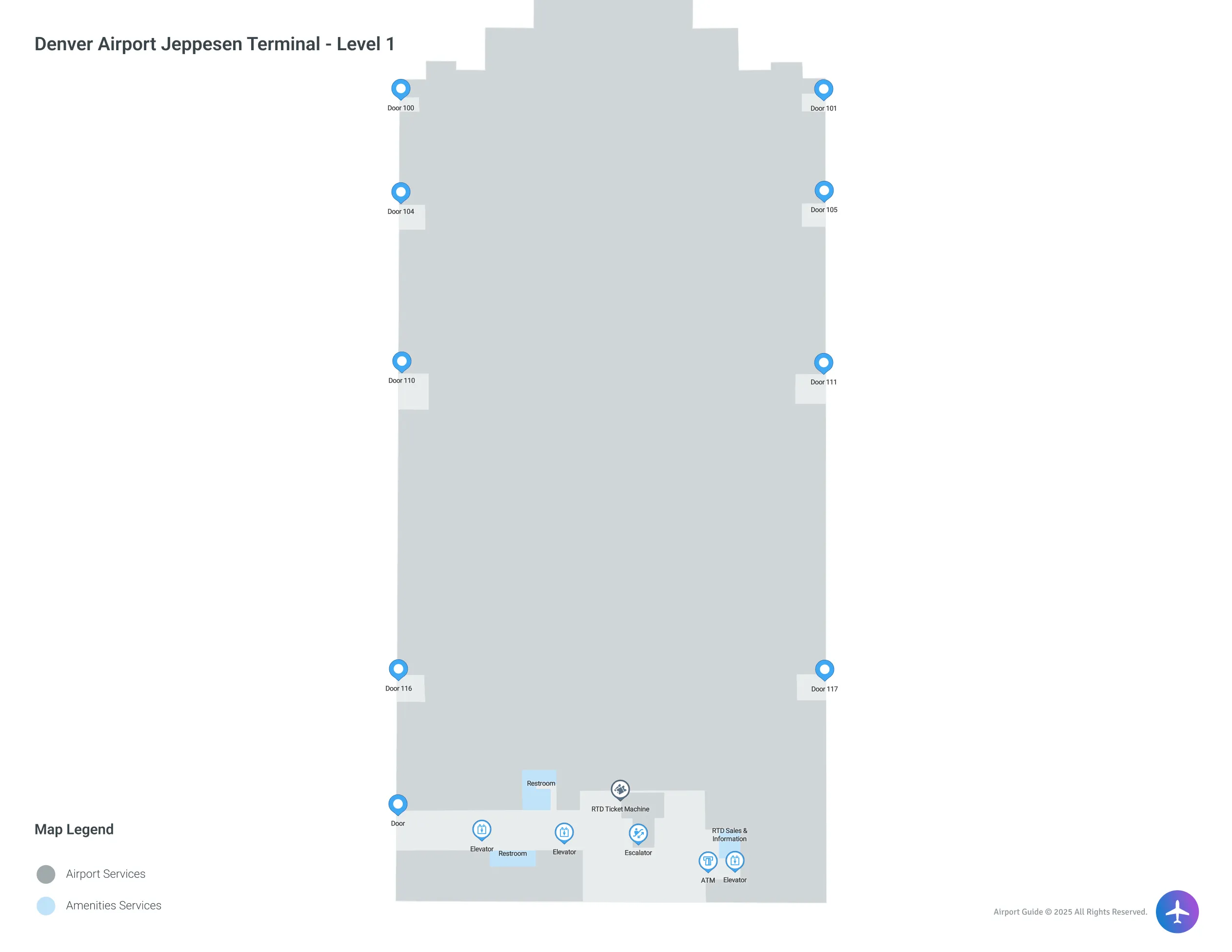 Denver Airport DEN | Terminal Jeppesen/Level 1 Map