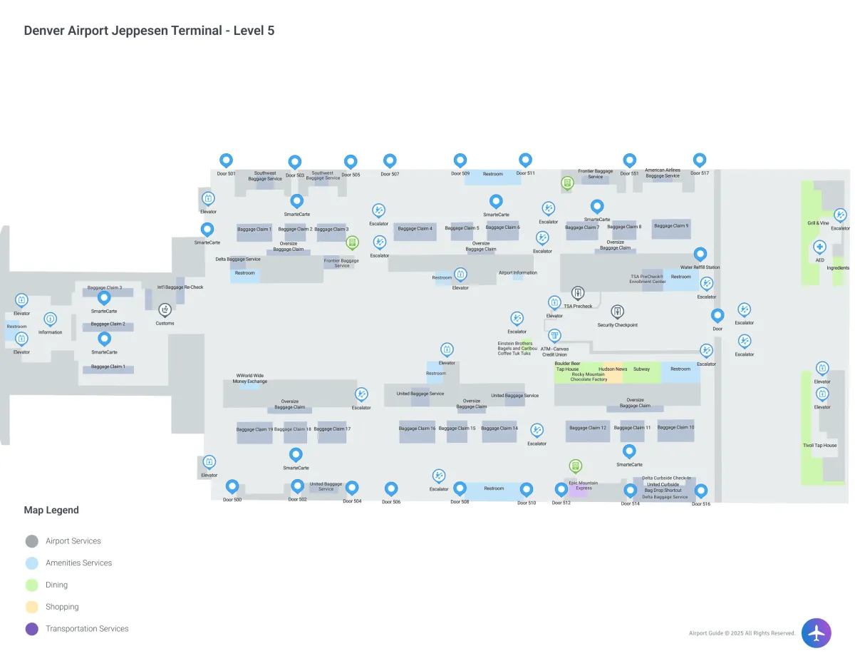 DEN Jeppesen Terminal / Level 5 Map