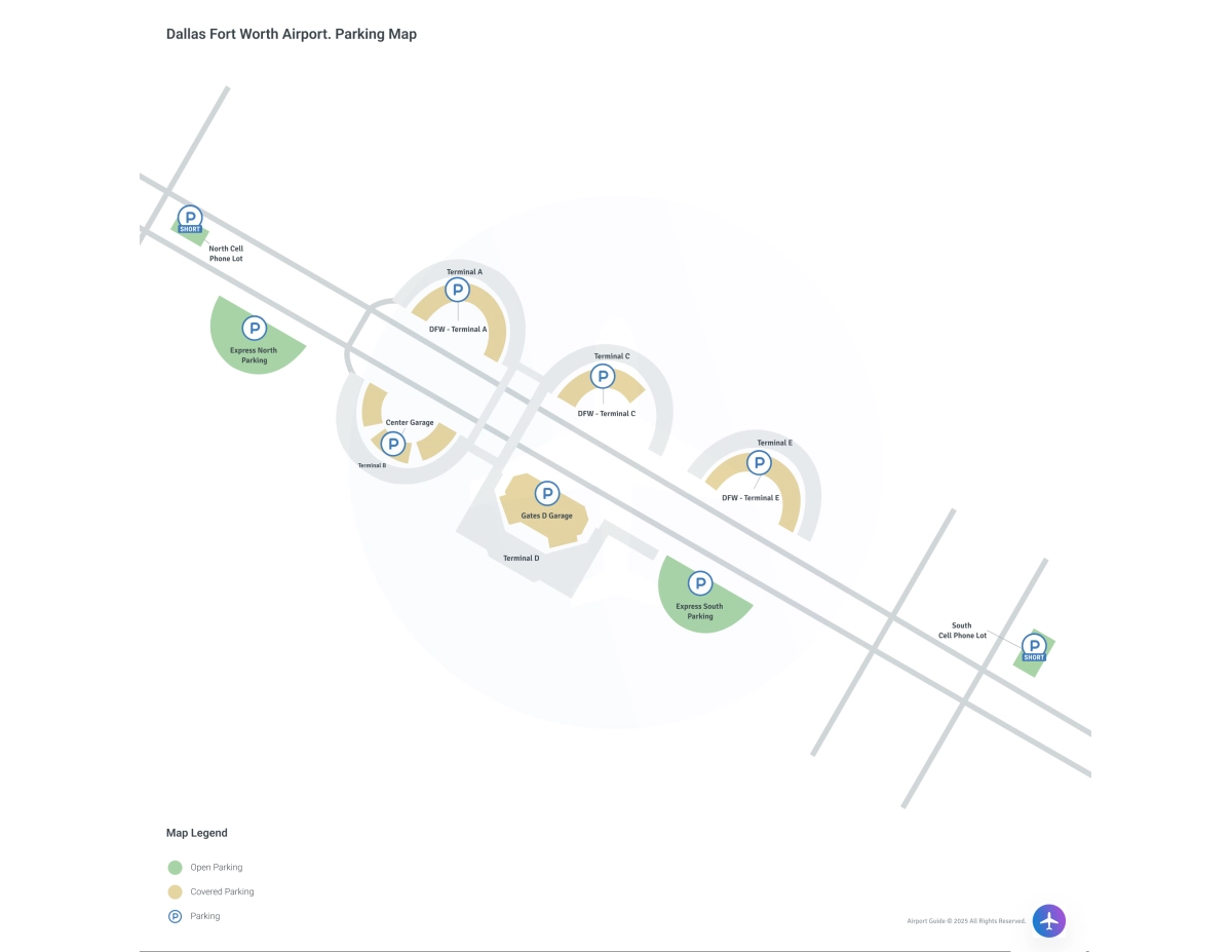 Dallas Fort Worth International Airport (DFW) Parking Map
