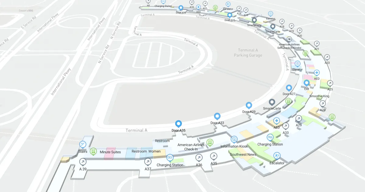 Dallas Fort Worth International Airport Terminal A Interactive Map