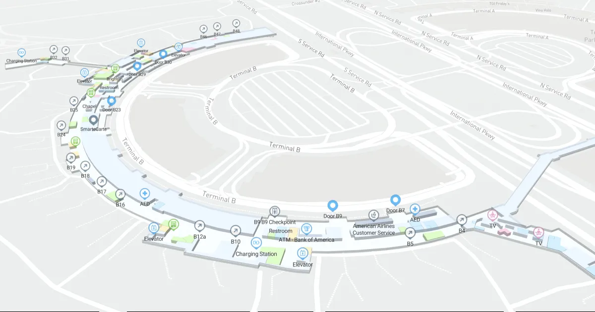 Dallas Fort Worth International Airport Terminal B Map