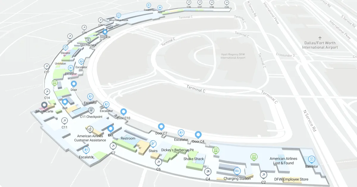 Dallas Fort Worth International Airport Terminal C Interactive Map