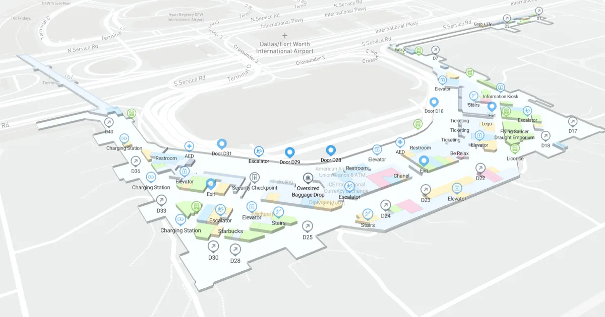 Dallas Fort Worth International Airport Terminal D Interactive Map