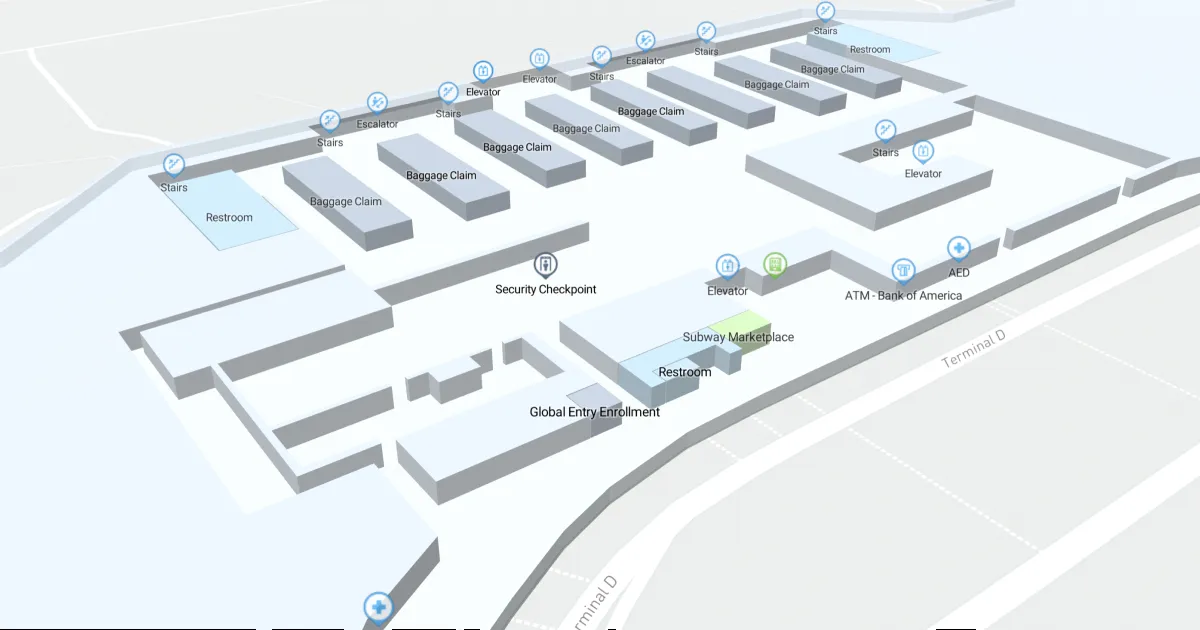 Dallas Fort Worth International Airport Terminal D Map