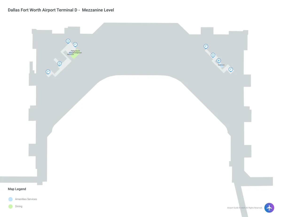 DFW Terminal D / Mezzanine Level Map