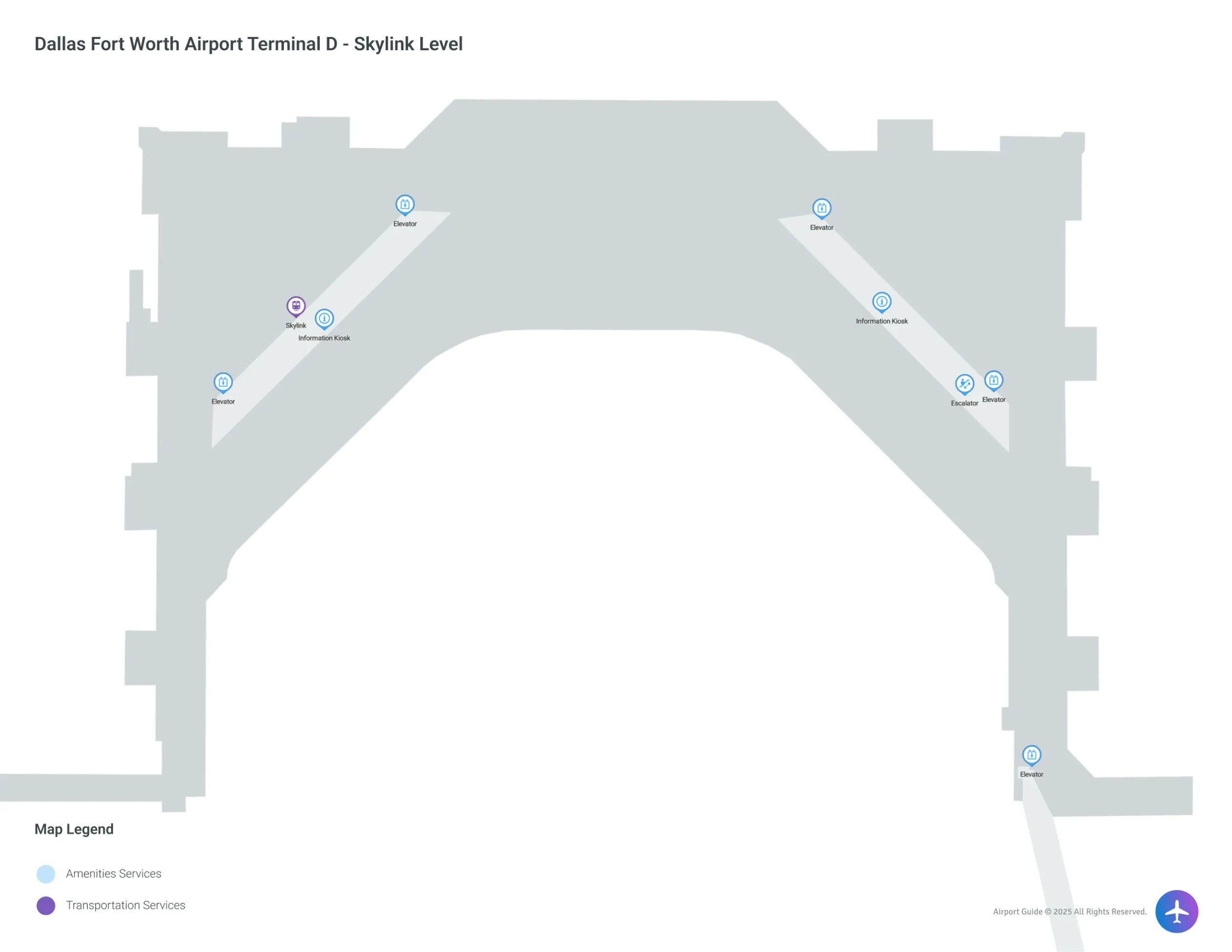 DFW Terminal D Skylink Level map