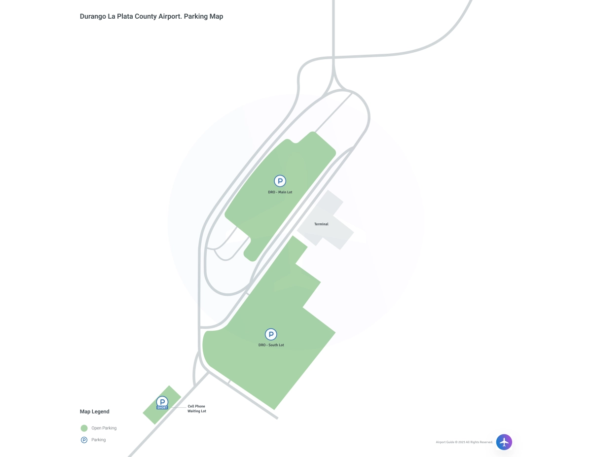 Durango-La Plata County Airport (DRO) Parking Map