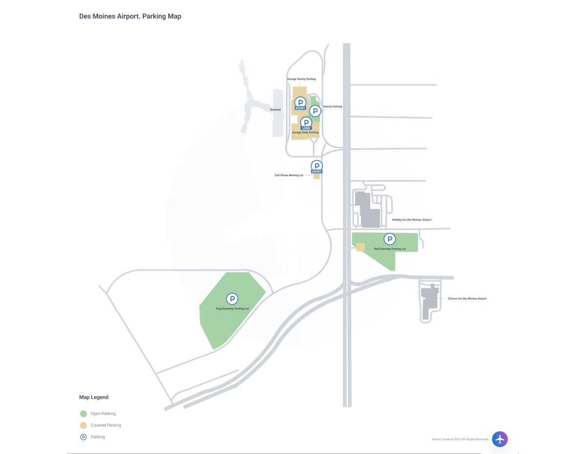 Des Moines International Airport (DSM) Parking Map