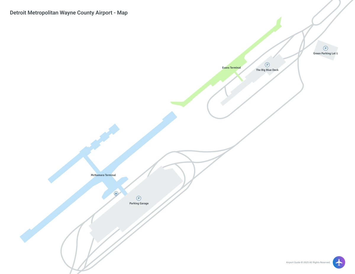 Detroit Metropolitan Wayne County Airport (DTW) Map