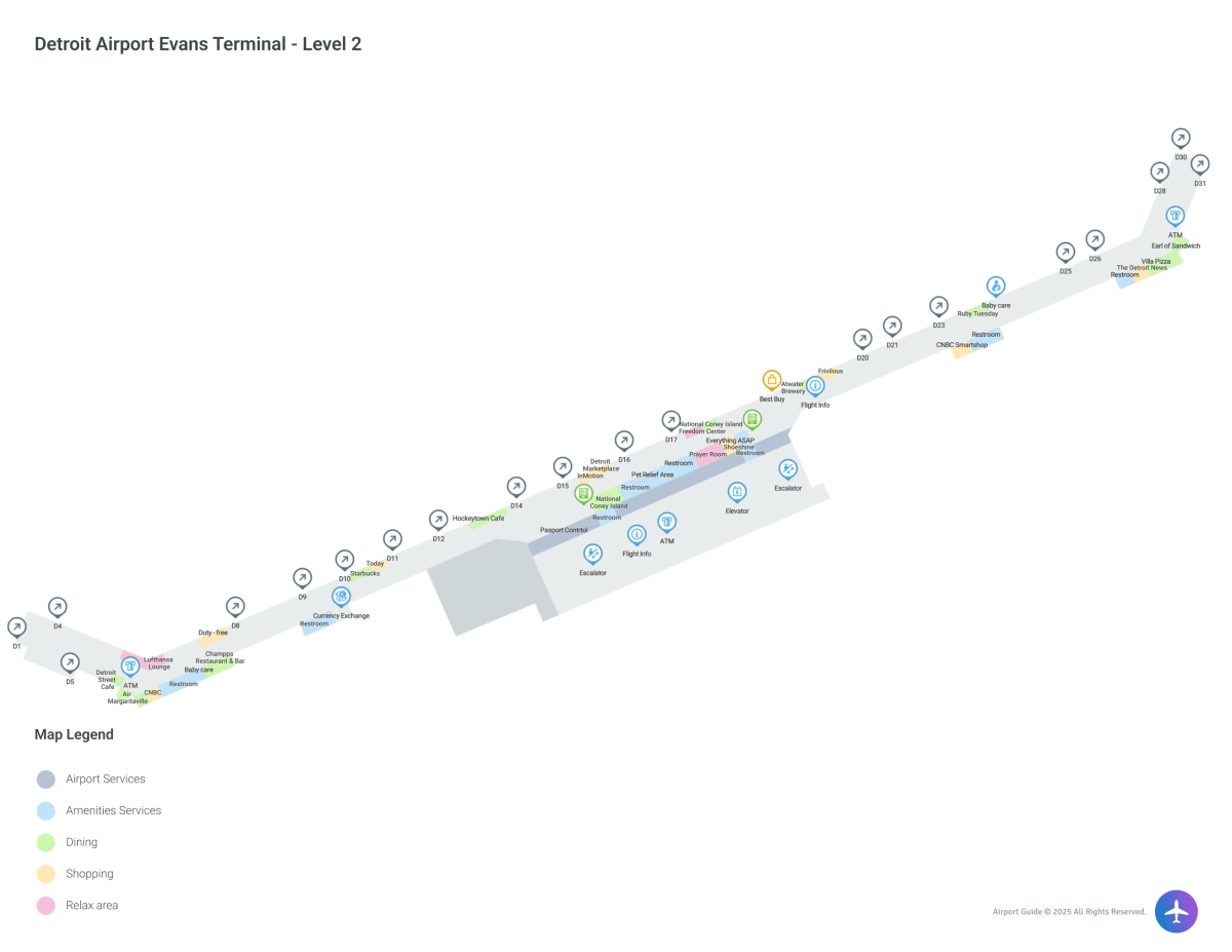 DTW Evans Terminal / Level 2 Map