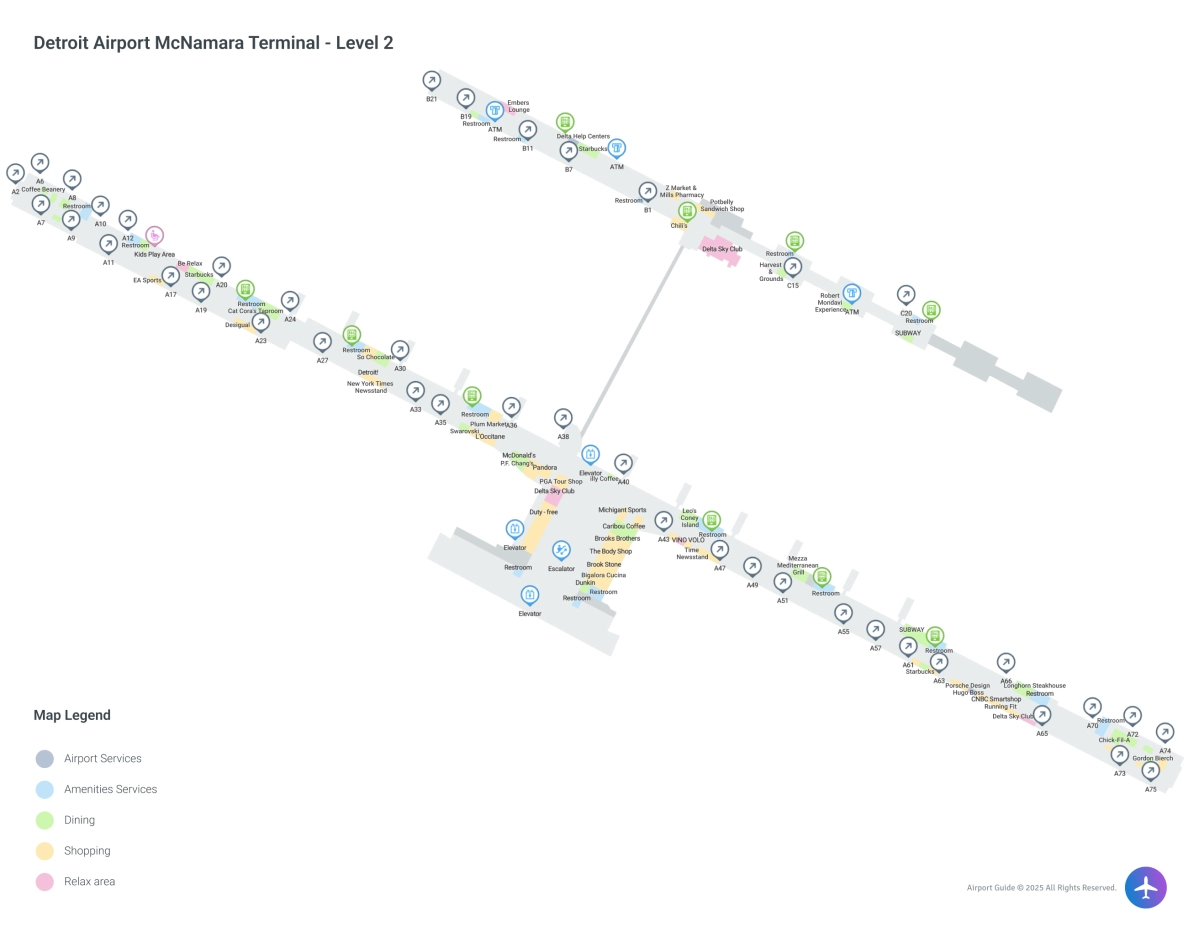 DTW McNamara Terminal / Level 2 Map