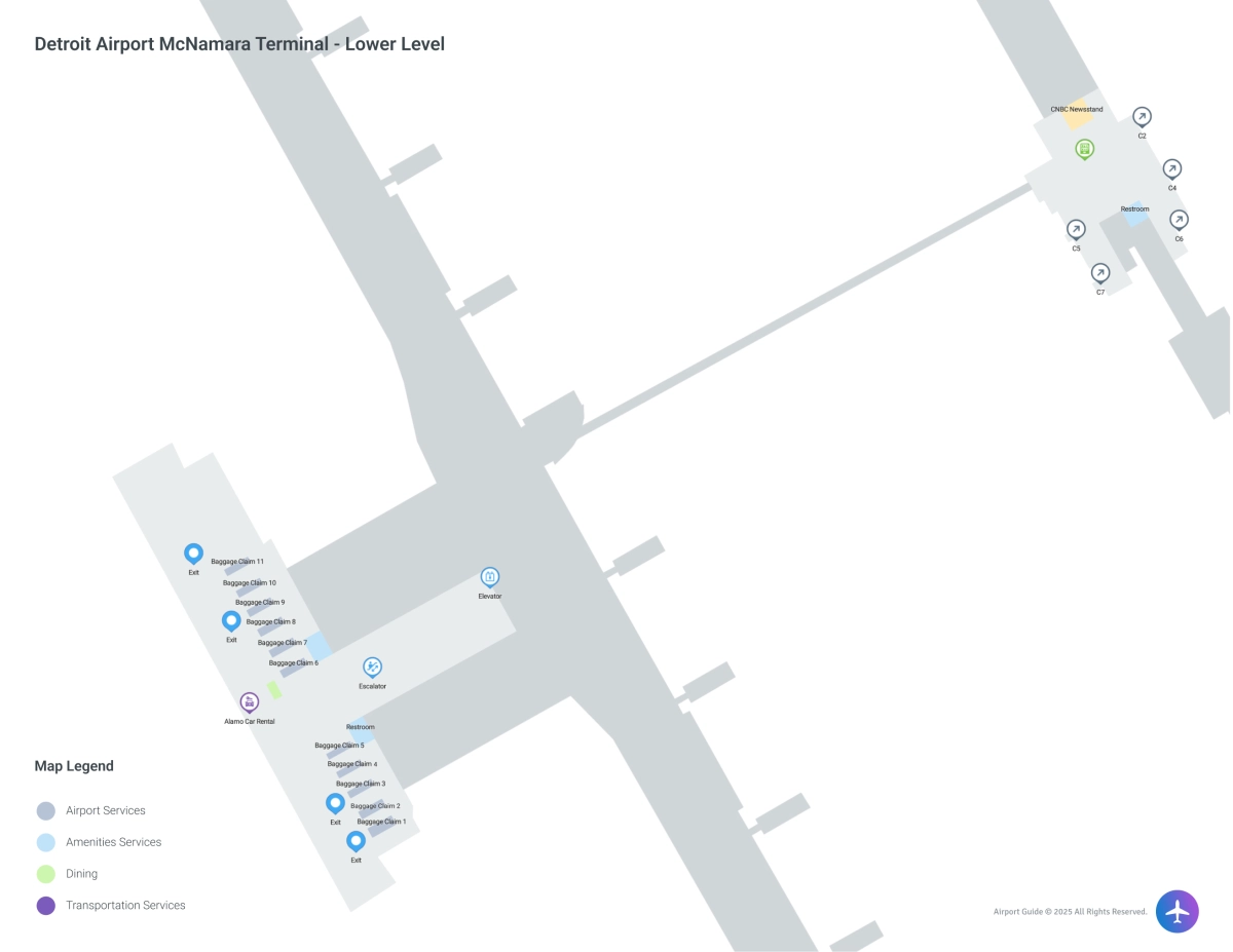 DTW McNamara Terminal / Lower Level Map