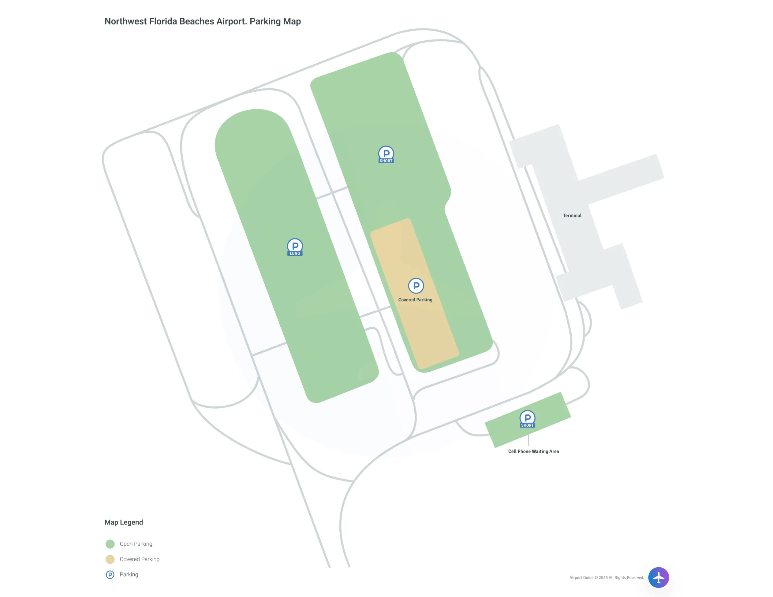 Northwest Florida Beaches International Airport (ECP) Parking Map