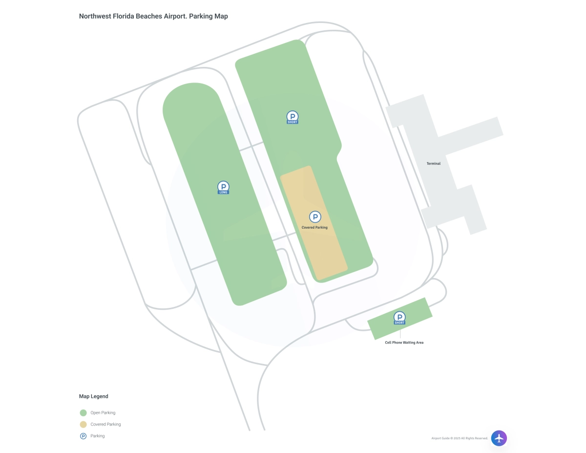 Northwest Florida Beaches International Airport (ECP) Parking Map