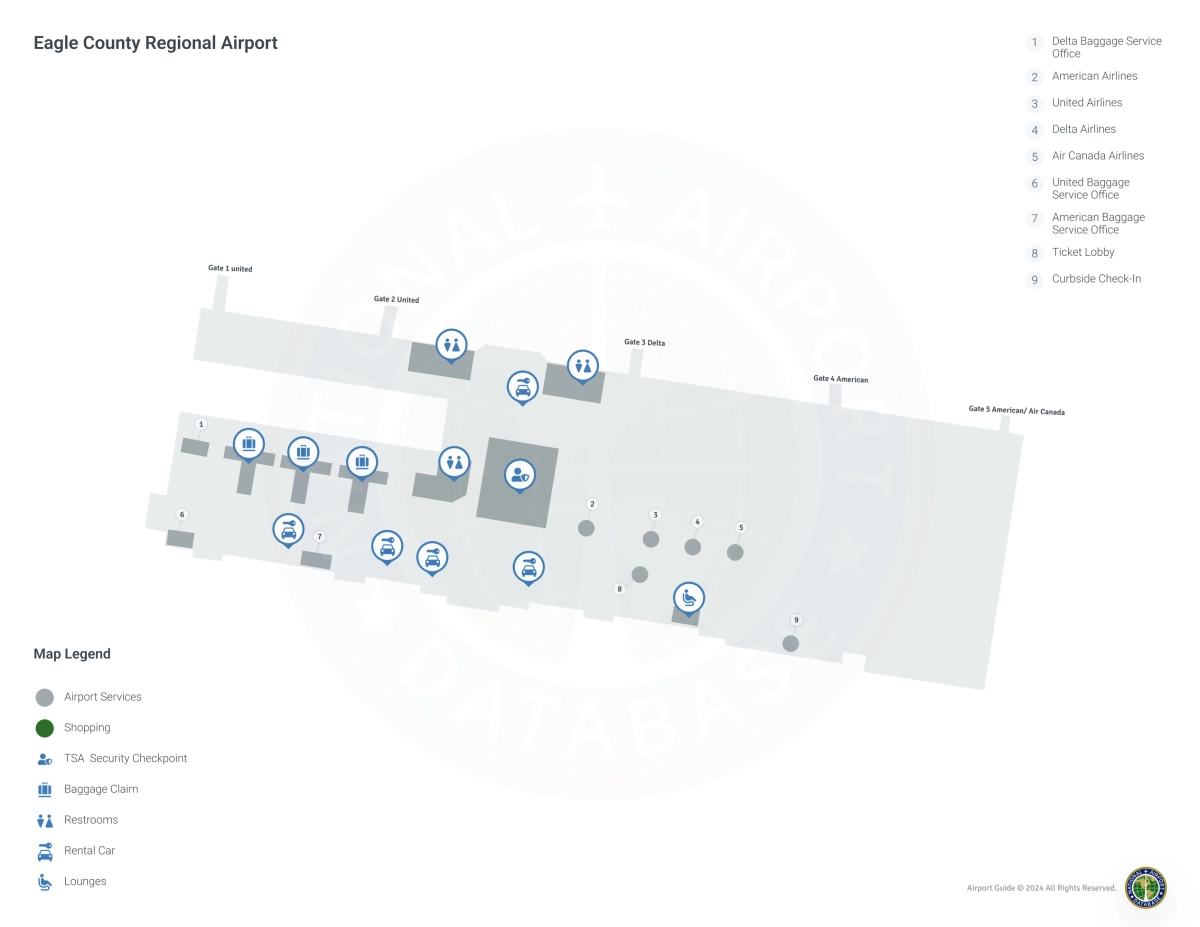 Eagle County Airport EGE | Terminal 1/Level 1 Map