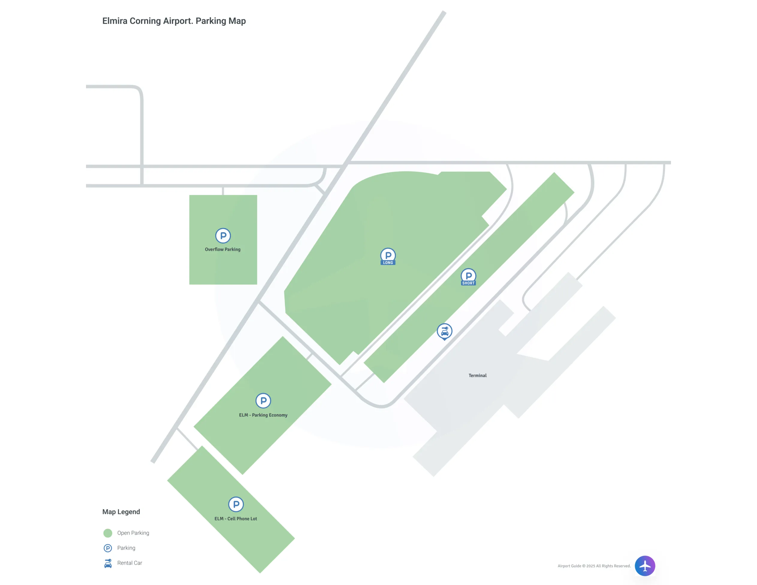 Elmira Corning Regional Airport (ELM) Parking Map