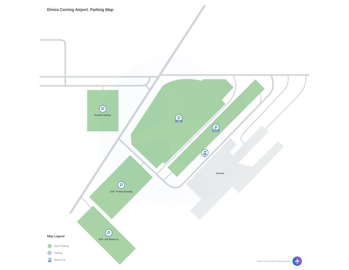 Elmira Corning Regional Airport (ELM) Parking Map