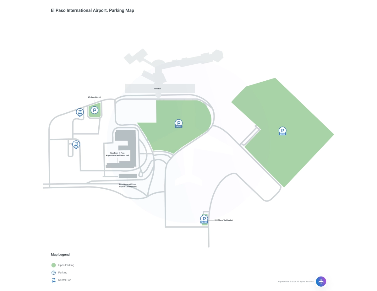 El Paso International Airport (ELP) Parking Map