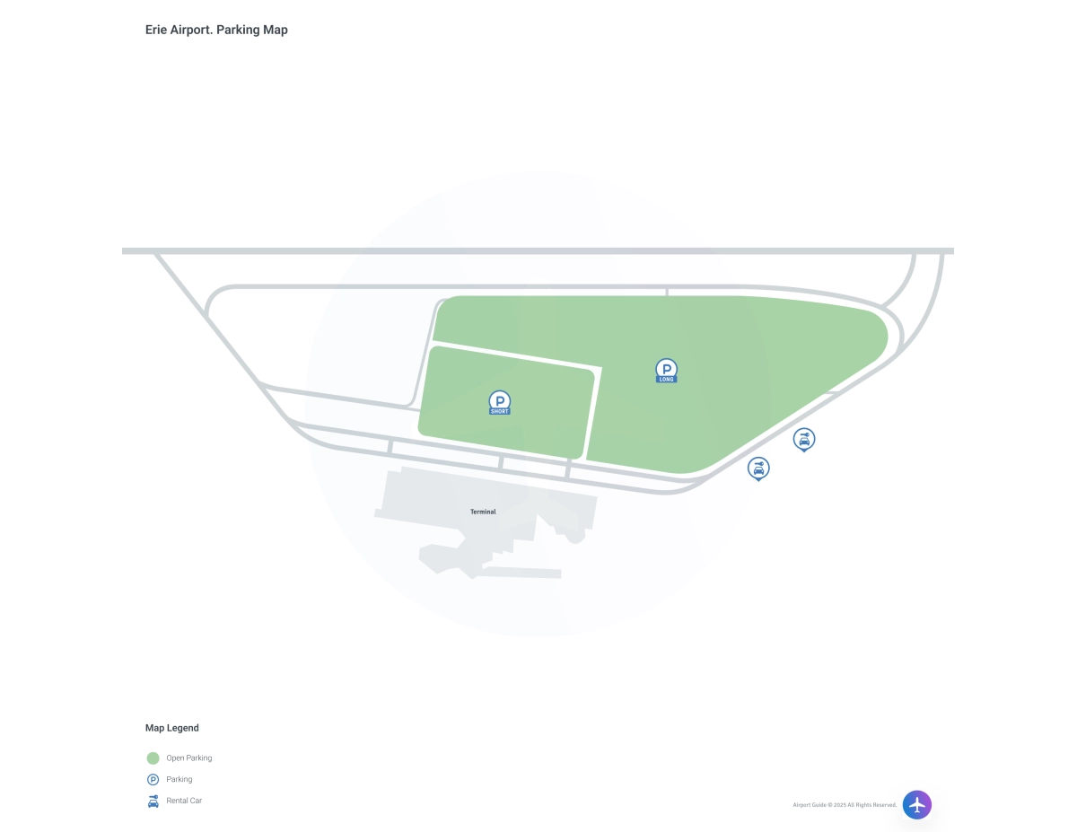 Erie International Airport Tom Ridge Field (ERI) Parking Map