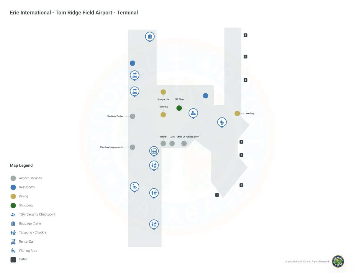 Erie Airport ERI | Terminal 1/Level 1 Map