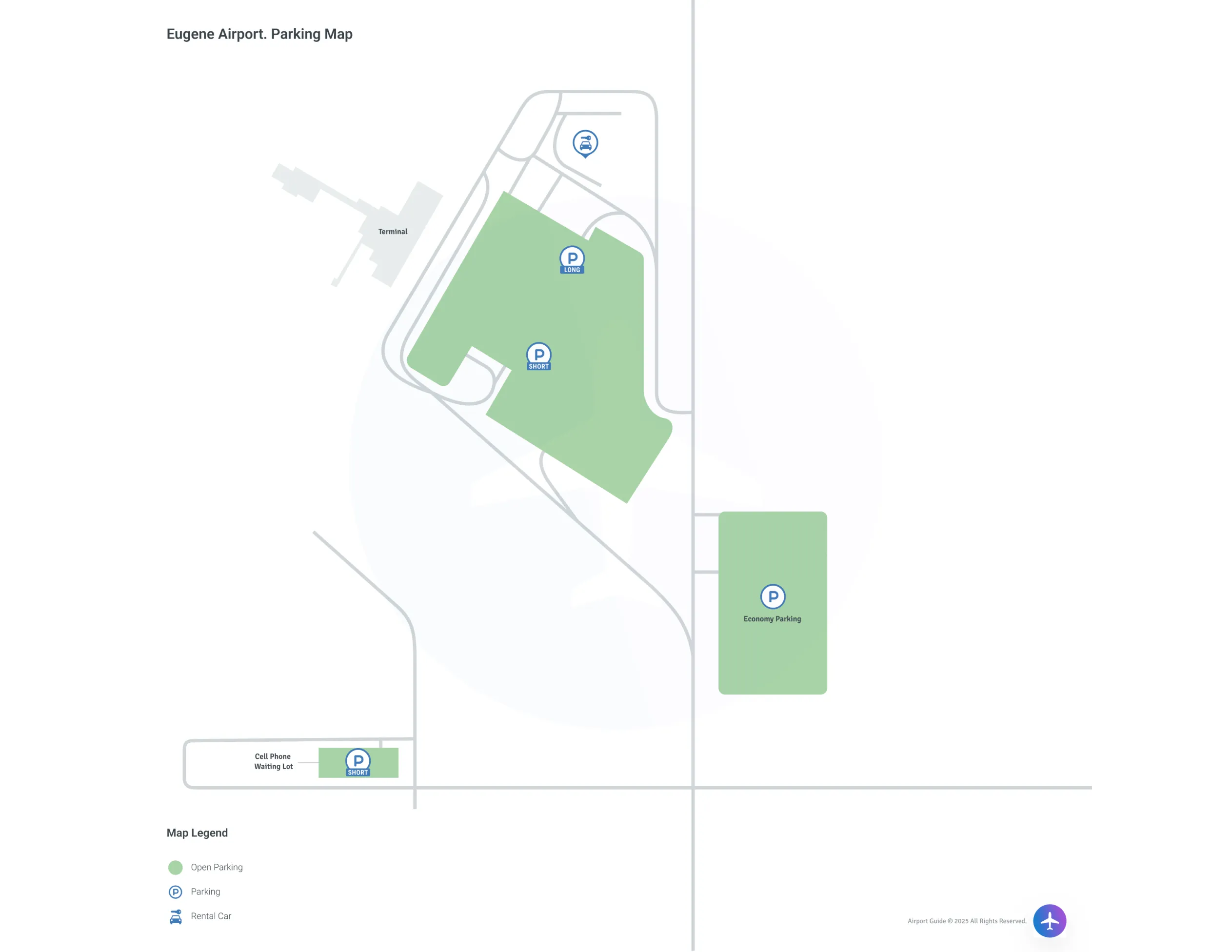 Eugene Airport-Mahlon Sweet Field (EUG) Parking Map