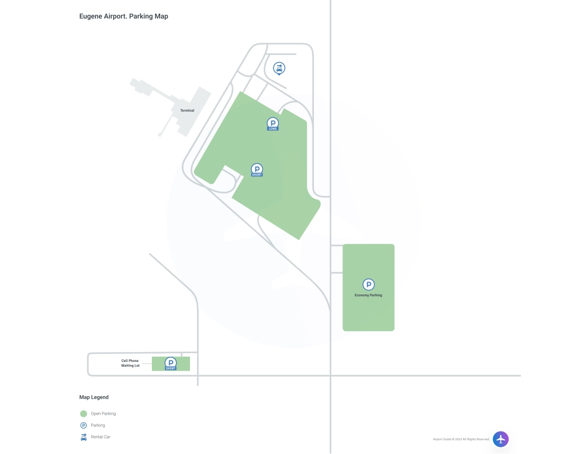 Eugene Airport-Mahlon Sweet Field (EUG) Parking Map
