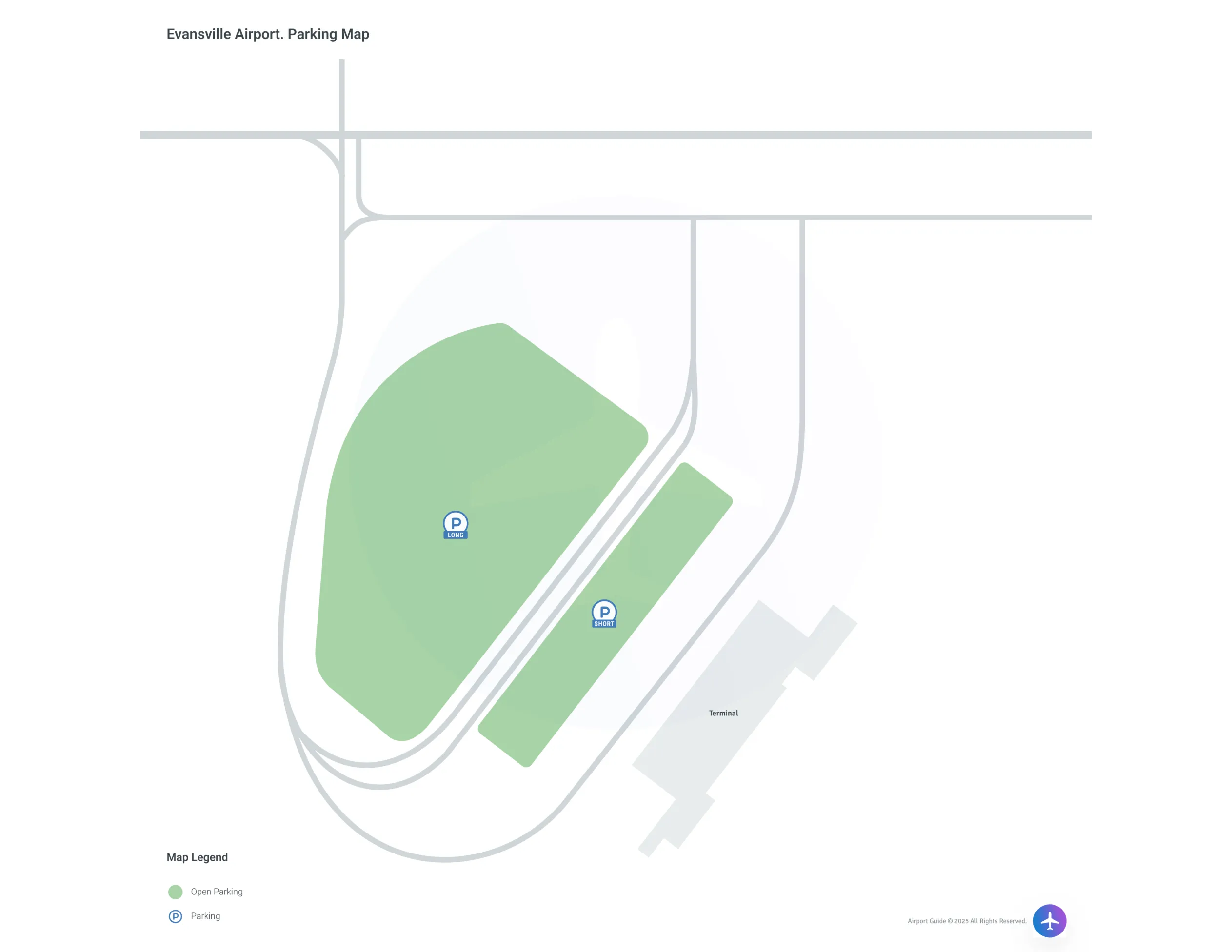 Evansville Regional Airport (EVV) Parking Map