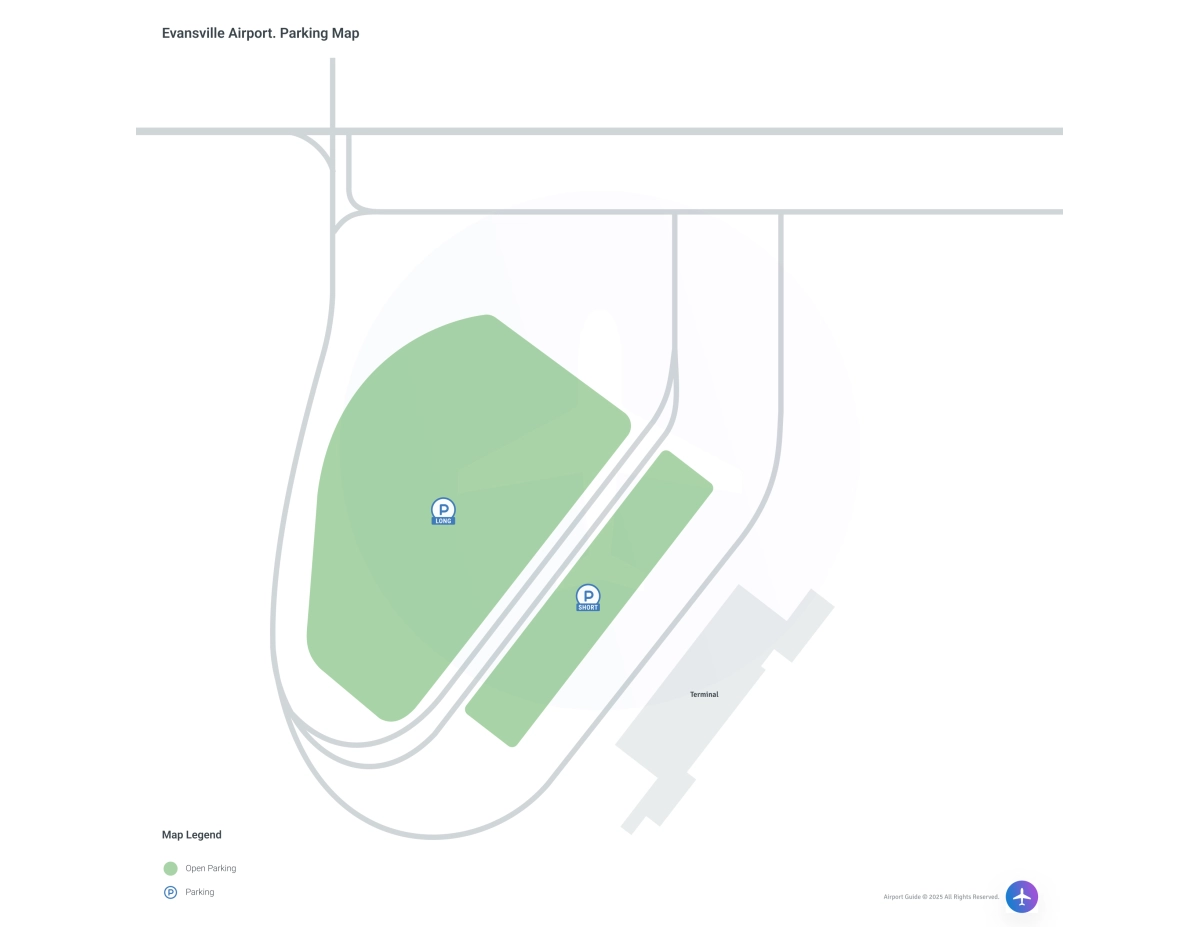 Evansville Regional Airport (EVV) Parking Map