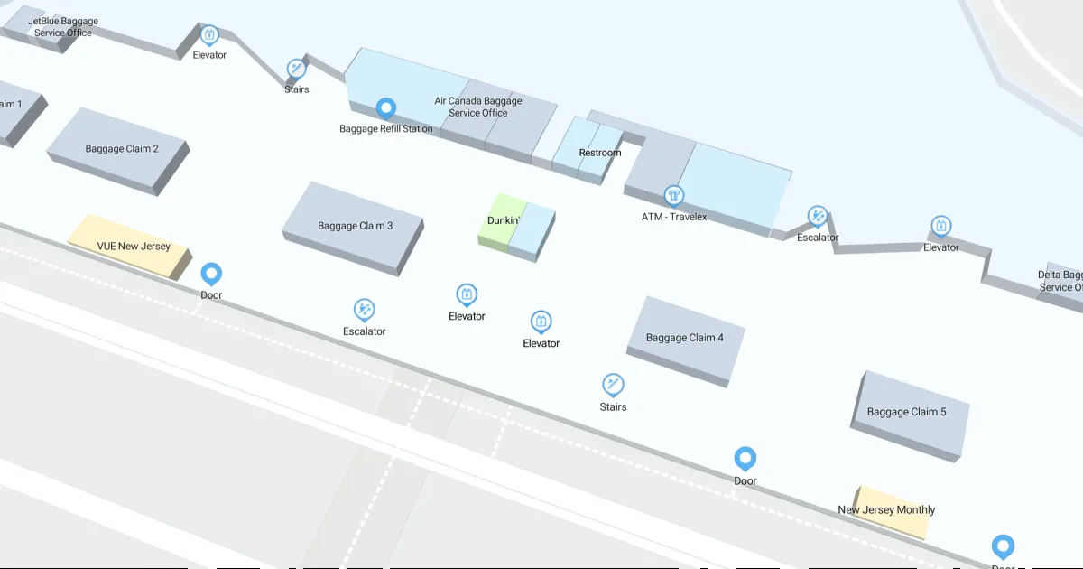 EWR Terminal A Arrivals Level Interactive map