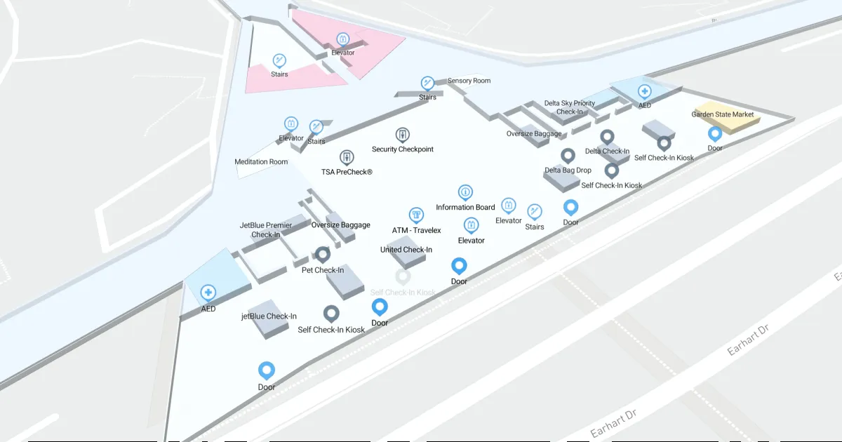 EWR Terminal A Departures Level Interactive map