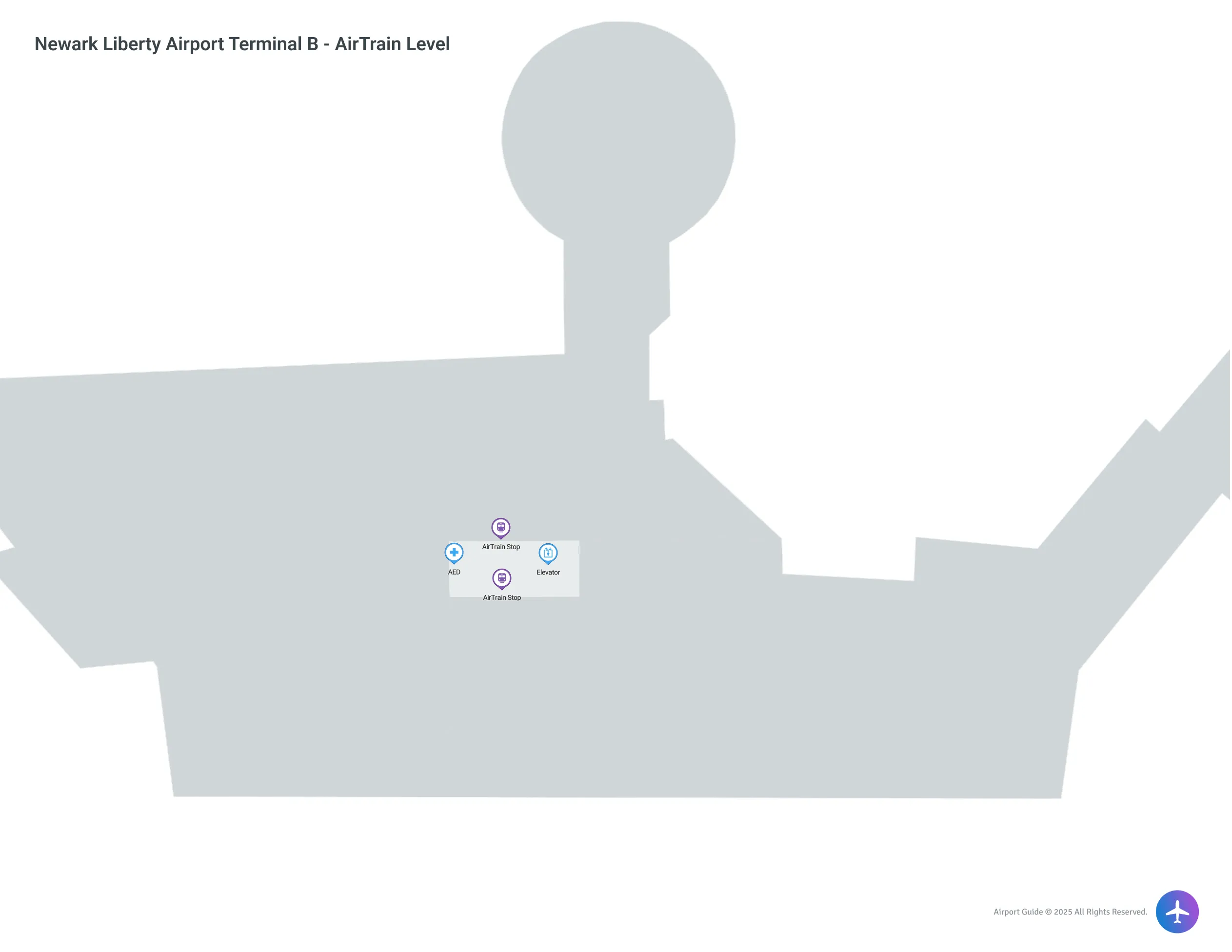 Newark Liberty Airport EWR | Terminal B/AirTrain Level Map