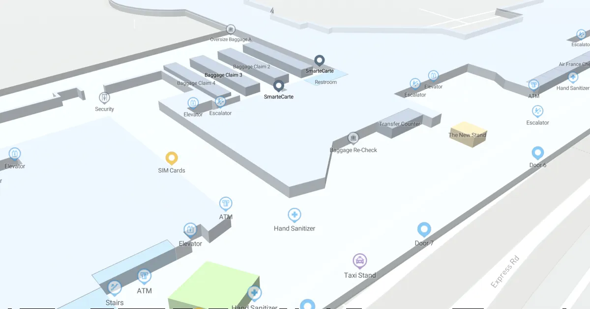 EWR Terminal B International Arrivals / Check- in Level Interactive map