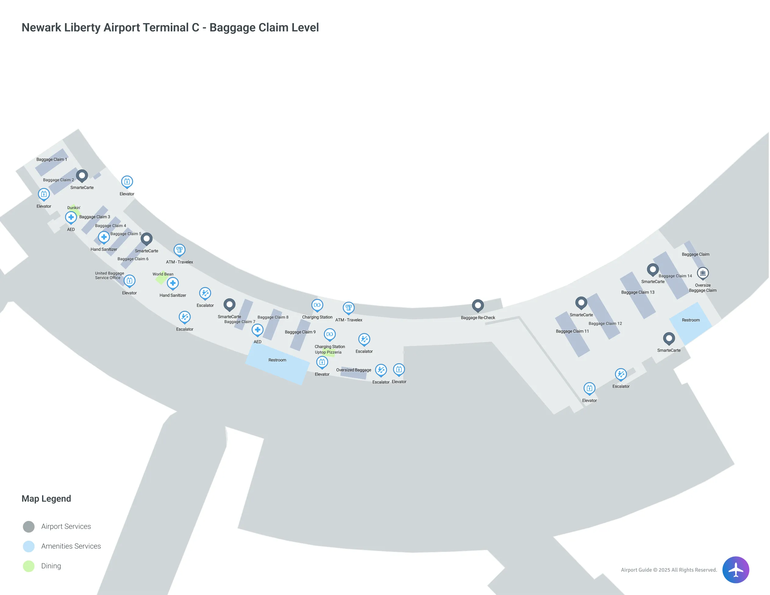 EWR Terminal C Baggage Claim Level map