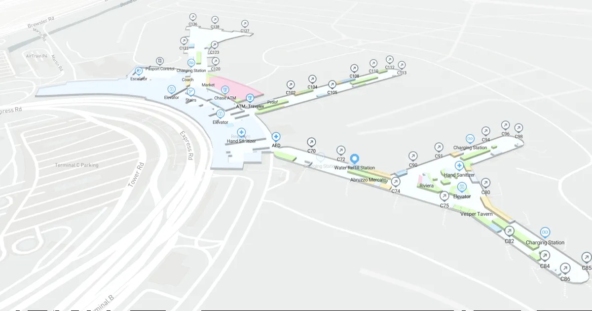 EWR Terminal C Departures Level Interactive map