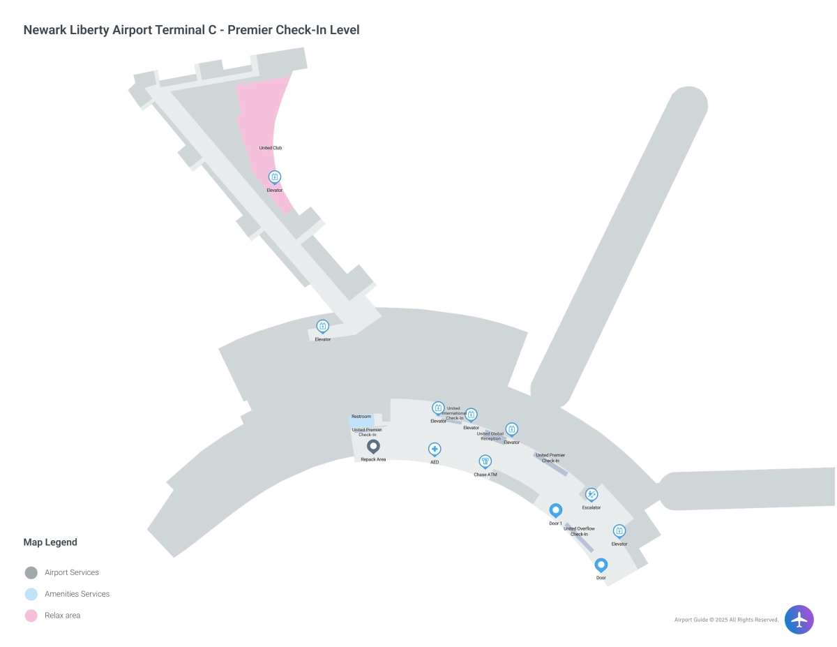 EWR Terminal C / Premier Check In Level Map