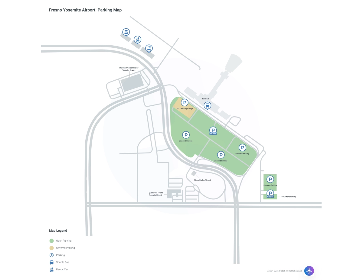 Fresno Yosemite International Airport (FAT) Parking Map