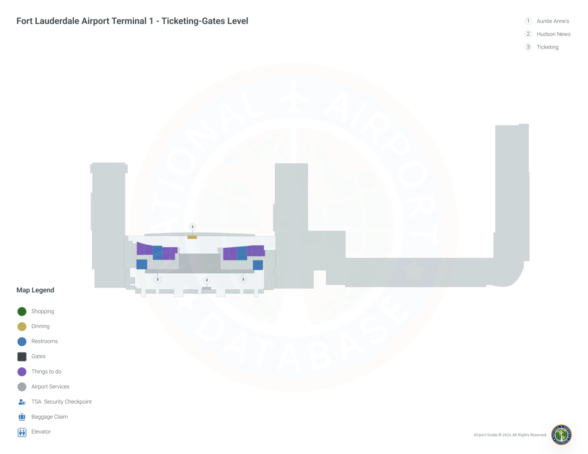 Fort Lauderdale Airport FLL | Terminal 1/Level 1 Map