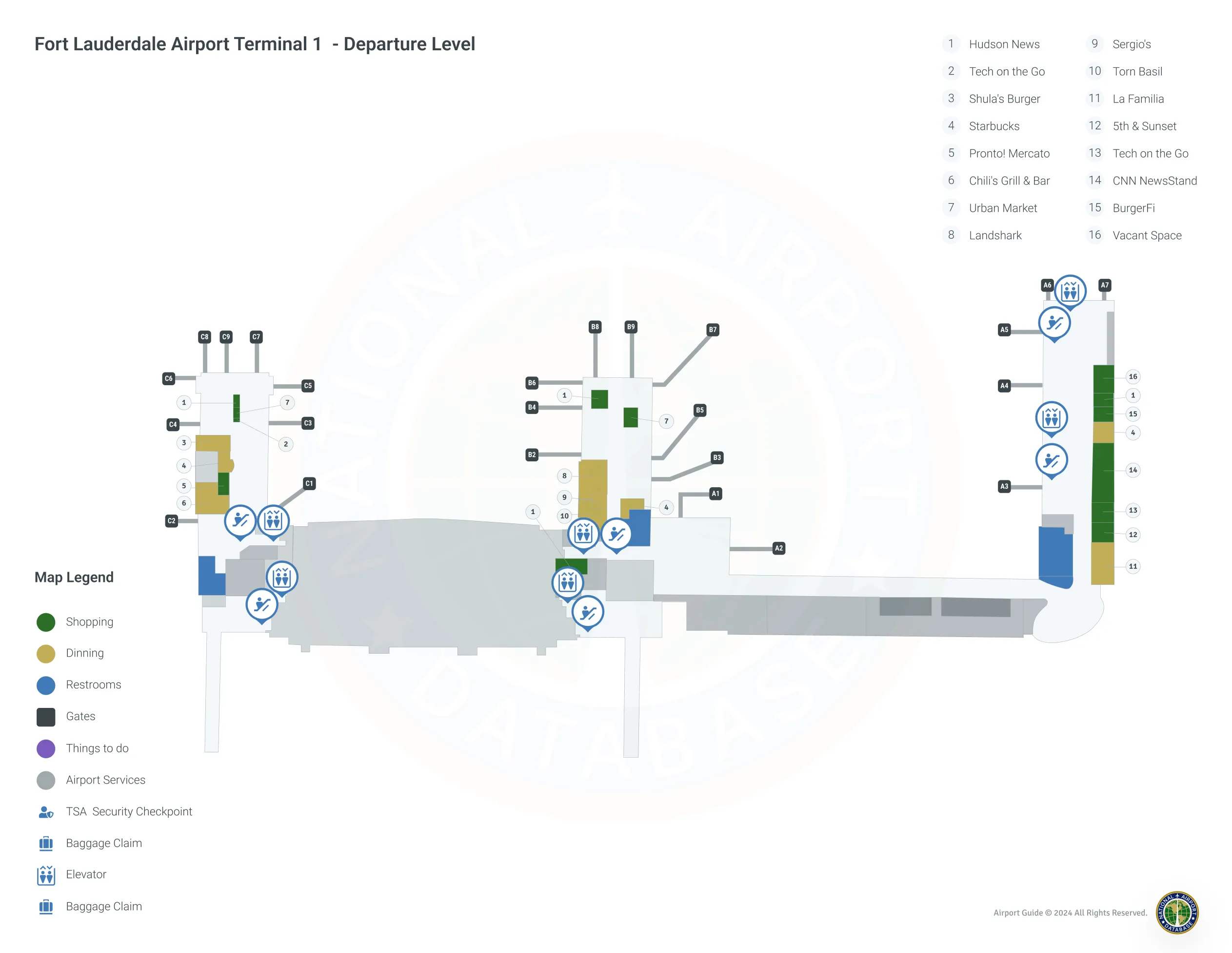 FLL Terminal 1 Level 2 map