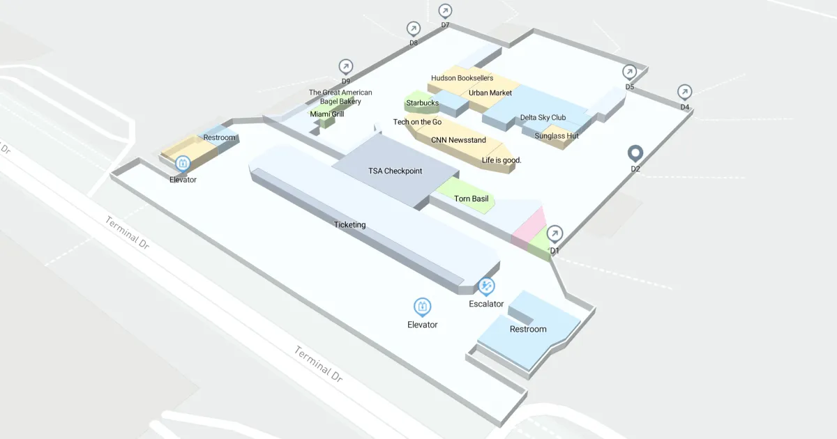 Fort Lauderdale-Hollywood International Airport Terminal 2 Interactive Map