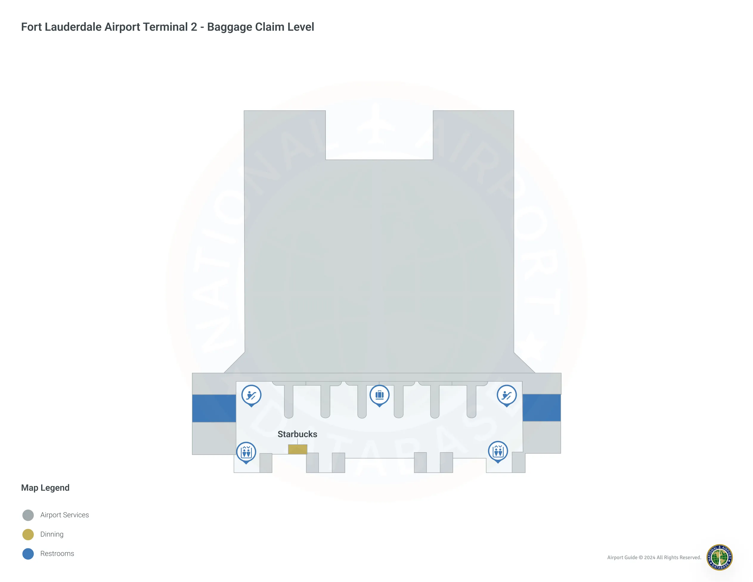 Fort Lauderdale Airport FLL | Terminal 2/Baggage Claim Level Map