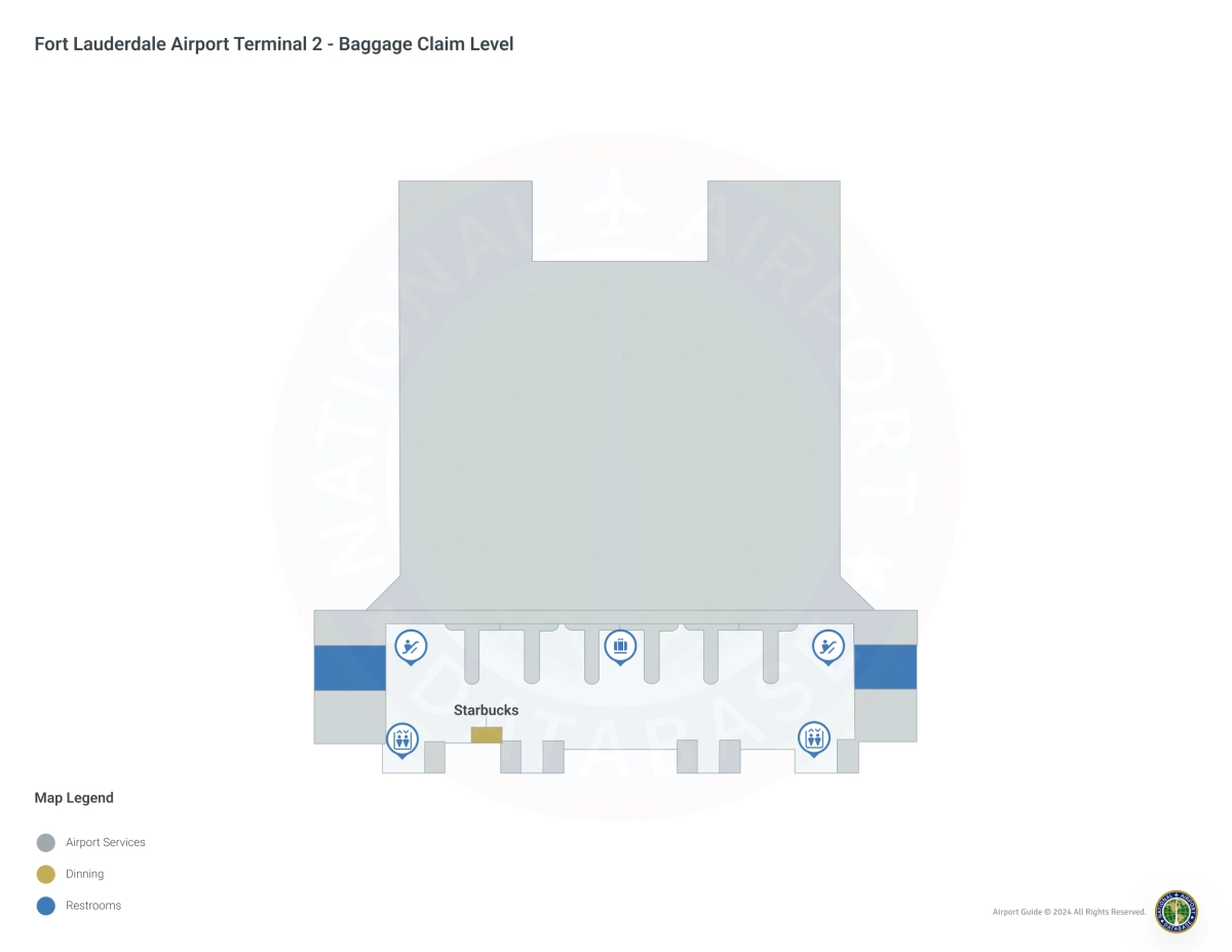 Fort Lauderdale Airport FLL | Terminal 2/Baggage Claim Level Map